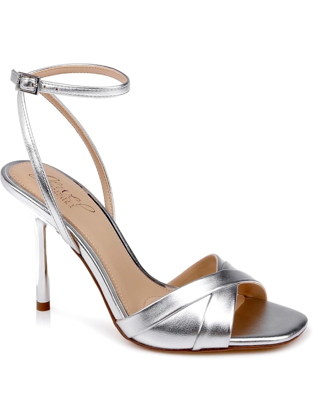 Badgley Mischka Silver Metallic Strappy Heels